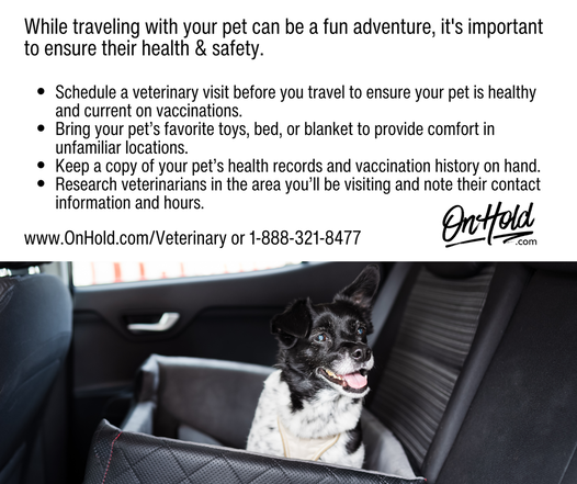 While traveling with your pet can be a fun adventure, it's important to ensure their health & safety.