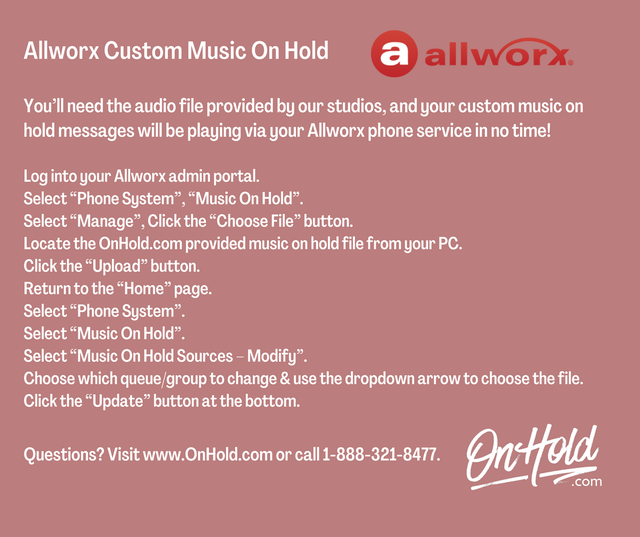 Instructions for Allworx Custom Music On Hold