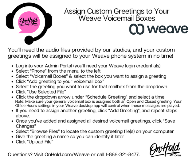 Assign Custom Greetings to Your Weave Voicemail Boxes