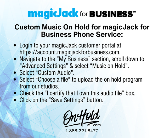 Custom Music On Hold for magicJack for Business Phone Service