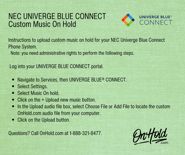 Custom Music On Hold for NEC UNIVERGE BLUE CONNECT