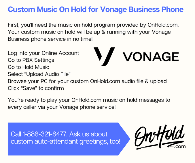 Custom Music On Hold for Vonage Business Phone Service