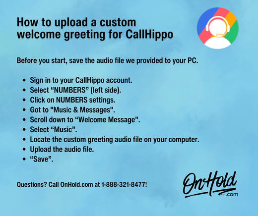 Instructions to add a custom welcome greeting to your CallHippo phone service.