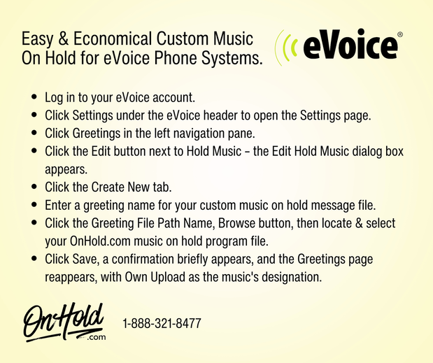 Easy and Economical Custom Music On Hold for eVoice Phone Systems