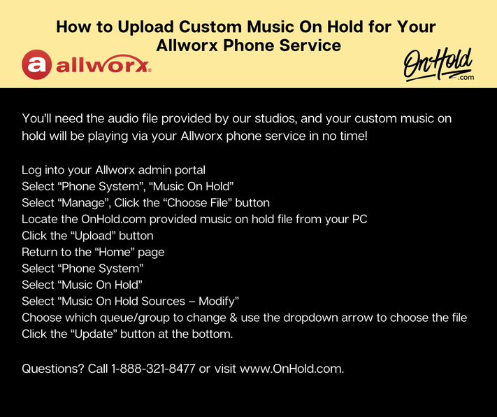 How to Upload Custom Music On Hold for Your Allworx Phone Service