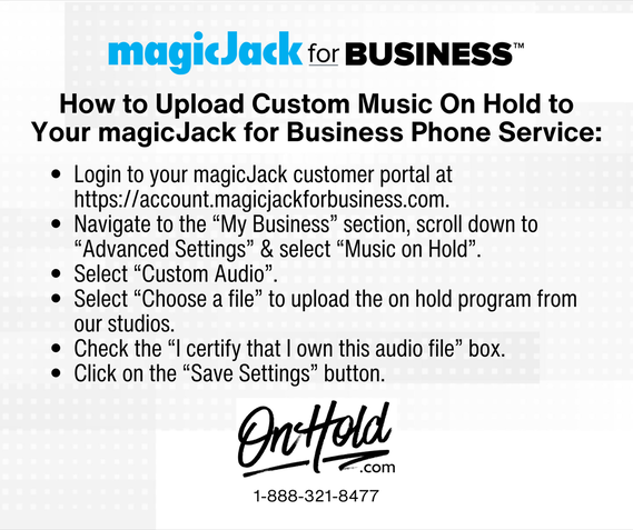 How to Upload Custom Music On Hold to Your magicJack for Business Phone Service: