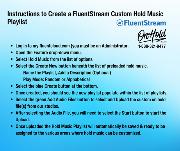 Custom FluentStream Music On Hold from OnHold.com
