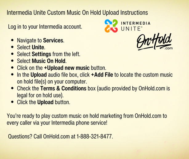 Intermedia Unite Custom Music On Hold Instructions
