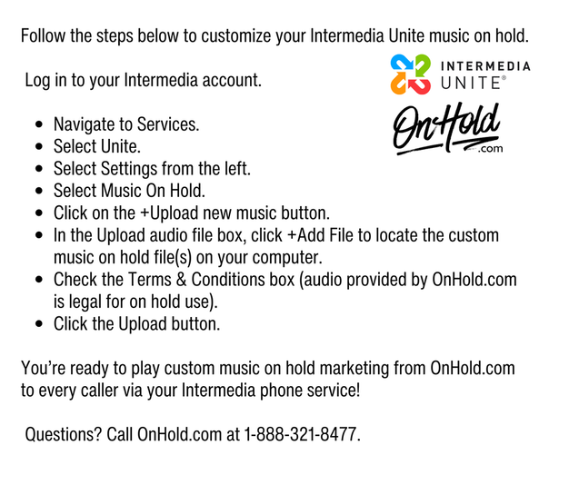 Uploading Custom Music On Hold for Intermedia Unite