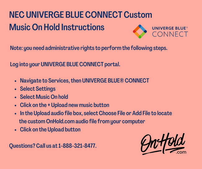 NEC UNIVERGE BLUE CONNECT Upload Custom Music On Hold