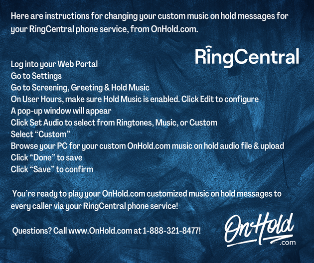 RingCentral Custom Music On Hold Upload Instructions