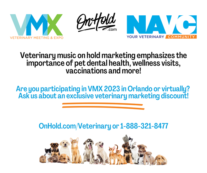 Veterinary music on hold marketing emphasizes the importance of pet dental health, wellness visits, vaccinations and more!